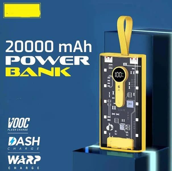 box pack 20000 mah transparent powerbank 66watt 0