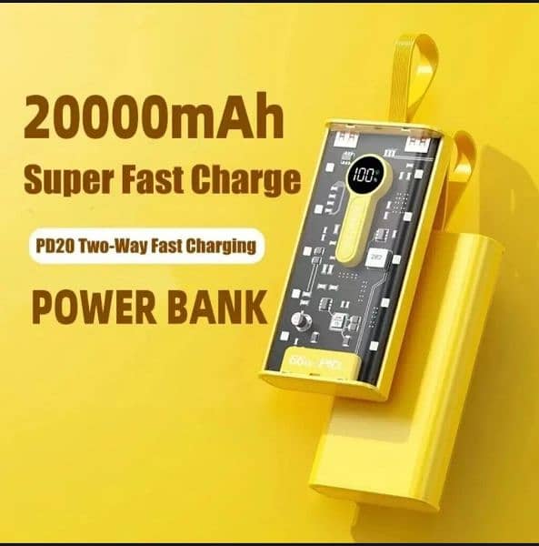 box pack 20000 mah transparent powerbank 66watt 1