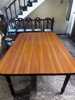 6 chairs wood top dinning table