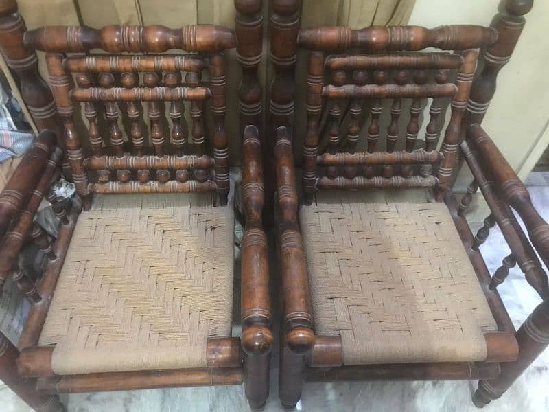 5 Seater wooden and jute  sofa set and 1 table 1