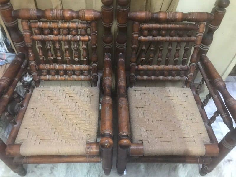 5 Seater wooden and jute  sofa set and 1 table 7