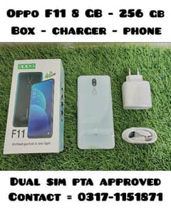 OPPO F11 8 GB & 256 GB WITH BOX AND CHARGER DUAL SIM APPROVED