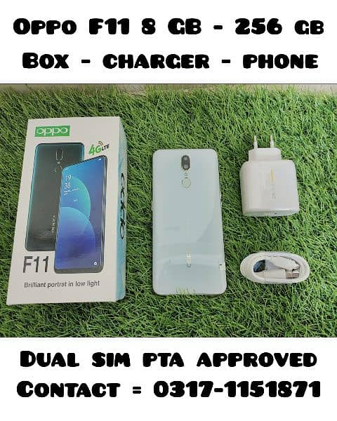 OPPO F11 8 GB & 256 GB WITH BOX AND CHARGER DUAL SIM APPROVED 0