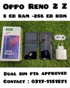 OPPO RENO 2 Z 8 GB RAM - 256 GB ROM WITH BOX-CHARGER DUAL SIM APPROVED