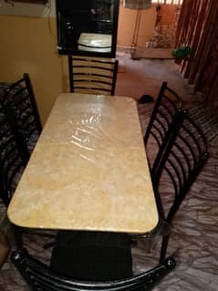 Glass Dining table for 6 Persons with chair