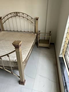 Solid Iron Double Bed with 2 Side Tables