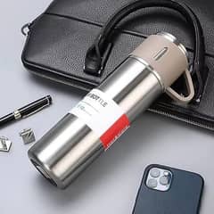 Vacuum Flask Gift Set With 3 Stainless Steel Cups Combo