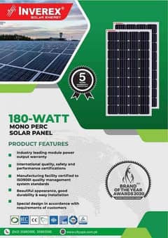 Inverex solar panels 180w mon per and 170w poli crystal penal