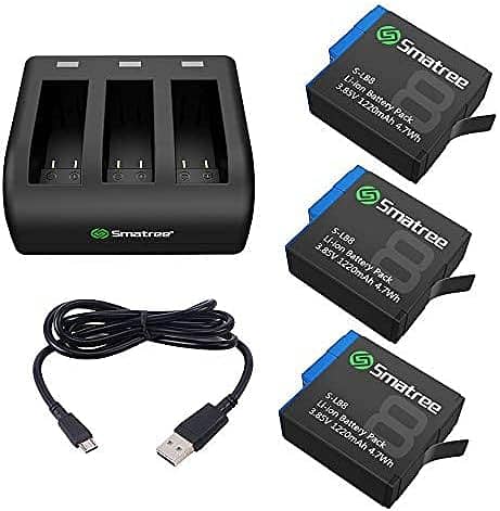 Smatree 3 x 3 Channel Battery Charger Compatible with GoPro Hero 8 0