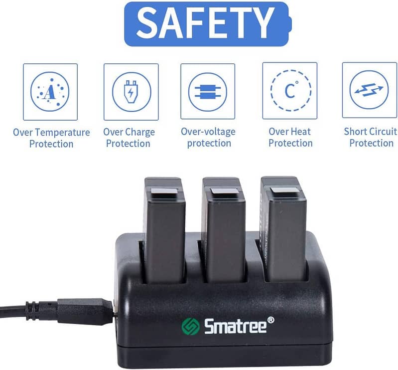Smatree 3 x 3 Channel Battery Charger Compatible with GoPro Hero 8 2