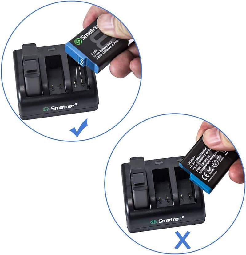Smatree 3 x 3 Channel Battery Charger Compatible with GoPro Hero 8 6