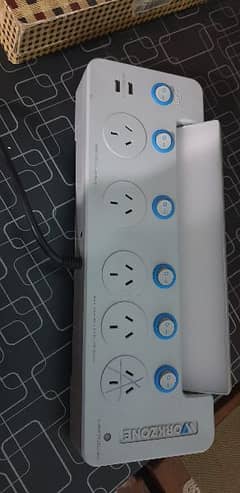 UK Import extension lead with light and 2 charging ports