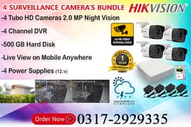 4 CCTV Cameras Bundle, Brand HIKVision