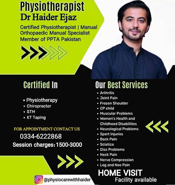 Consultant Physiotherapist Available for Home Services in All Lahore 0