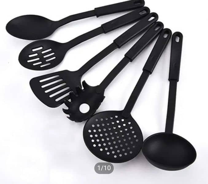 6 pieces nonstick cooking spoon  set black 0