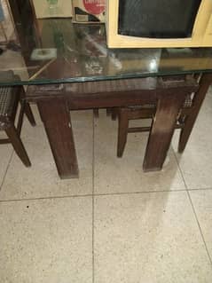 Wooden Dining Table with 6 Chairs for Sale.