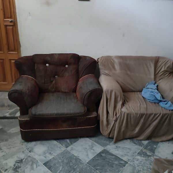 red color sofa good condition. 4
