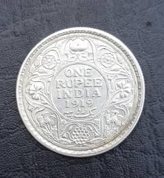 silver rupee British India George V antique coin