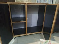 2 door black palai wood cabinet