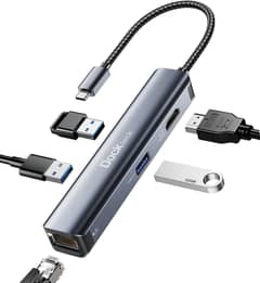 USB C Hub Dockteck 5 in 1 USB C Dock, USB-C Adapter with Ethernet LAN