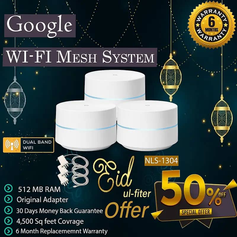 Google Mesh/WiFi/Mesh Router System/NLS-1304-25 AC1200–Pack of 3(Used) 0