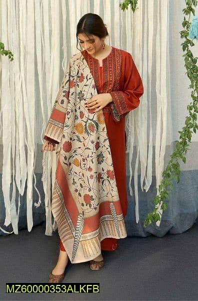 3 pcs woman's sistched lawn embroidery suit 0
