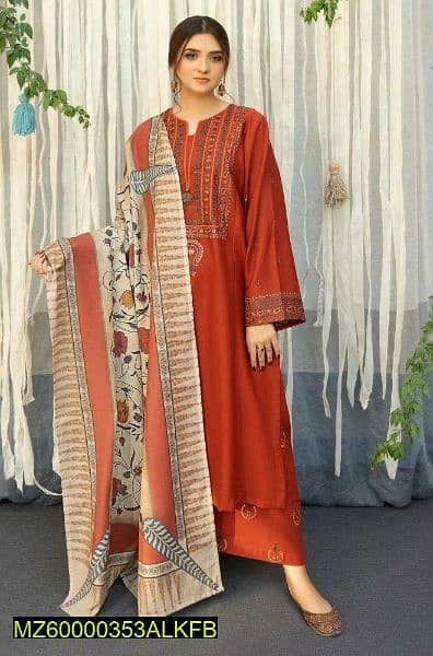 3 pcs woman's sistched lawn embroidery suit 1