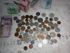 50 various types of coin and currency note collection