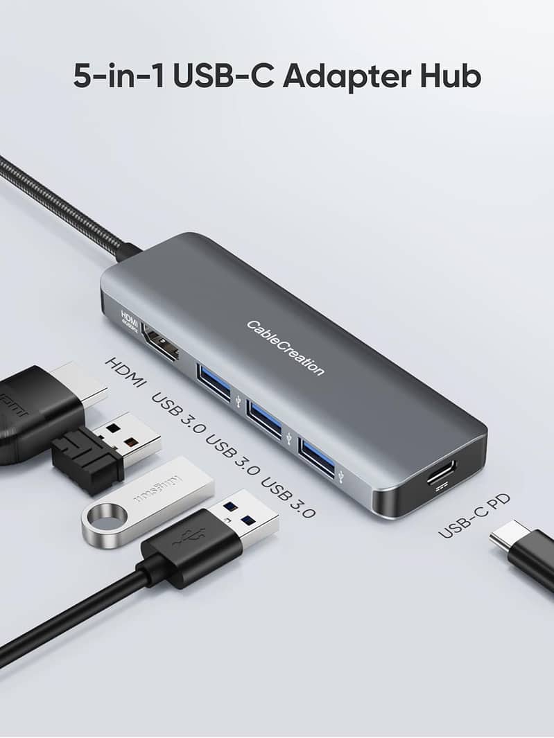 USB C Hub 4K 60Hz, CableCreation 5-in-1 USB C MacBook Adapter Dock 1