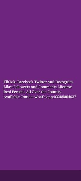 TikTok, Facebook Twitter and Instagram Likes Followers 0