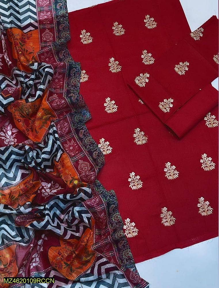 3 pc womens unstiched lawn suits /Embroidered lawn suits for sale 9