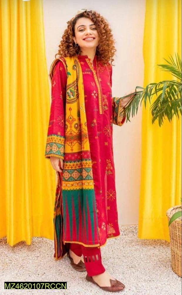 3 pc womens unstiched lawn suits /Embroidered lawn suits for sale 13