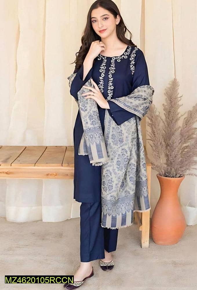 3 pc womens unstiched lawn suits /Embroidered lawn suits for sale 15
