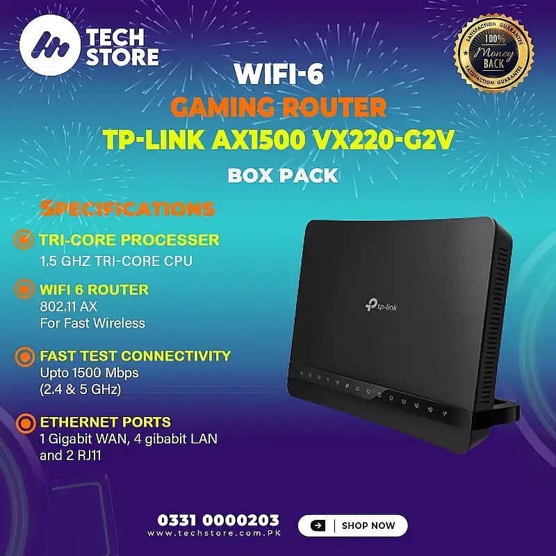 Tp Link/ VX220/ AX1500 / Wifi 6/ Next-Gen/ VDSL/ADSL/WAN/Router/ New 0