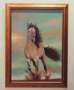 5×4 feet Original Acrylic horse portrait Painting( Italian frame)