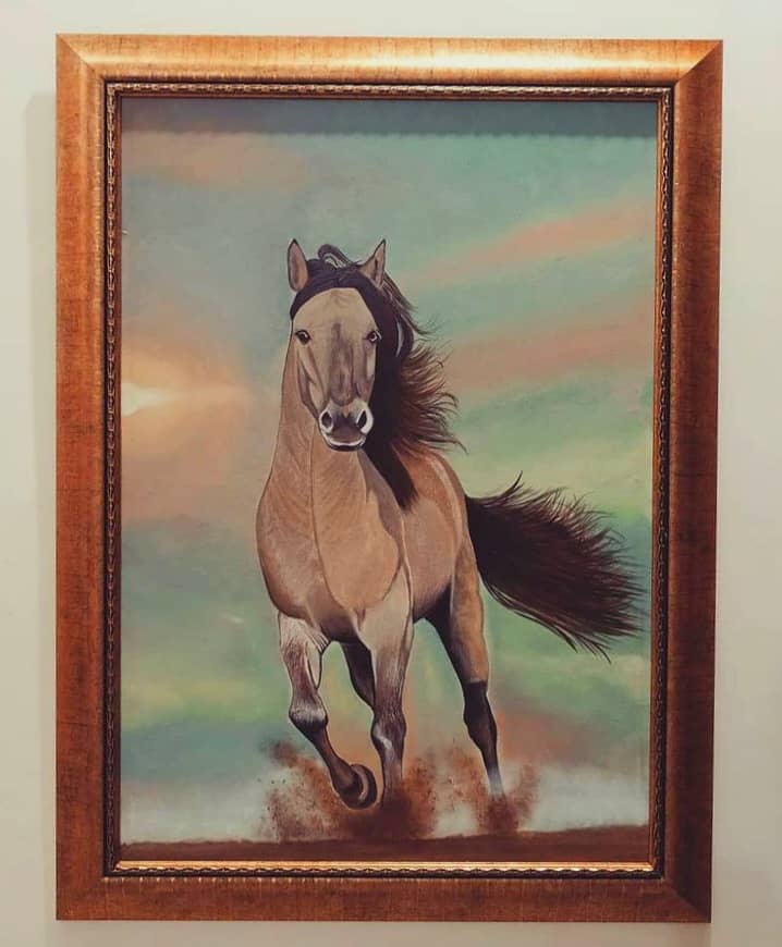 5×4 feet Original Acrylic horse portrait Painting( Italian frame) 0