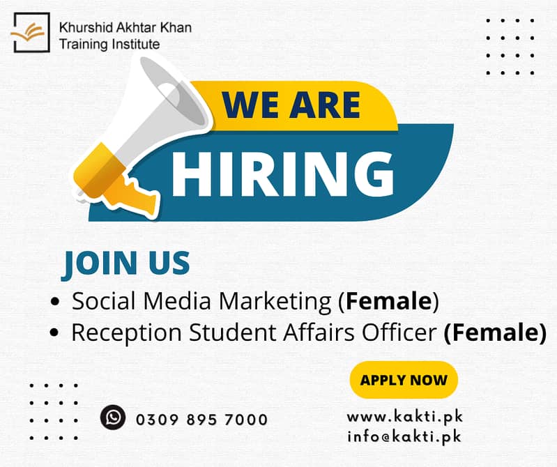 We are hiring Social Media and Reception Student Affair Officer Female 0