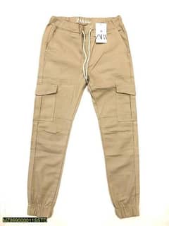 Men cotton Plain Cargo Pants with 6 pockets