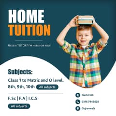 Tutor available for Matric and Fsc level