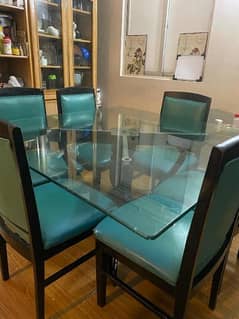 glass top sheesham wood dining table