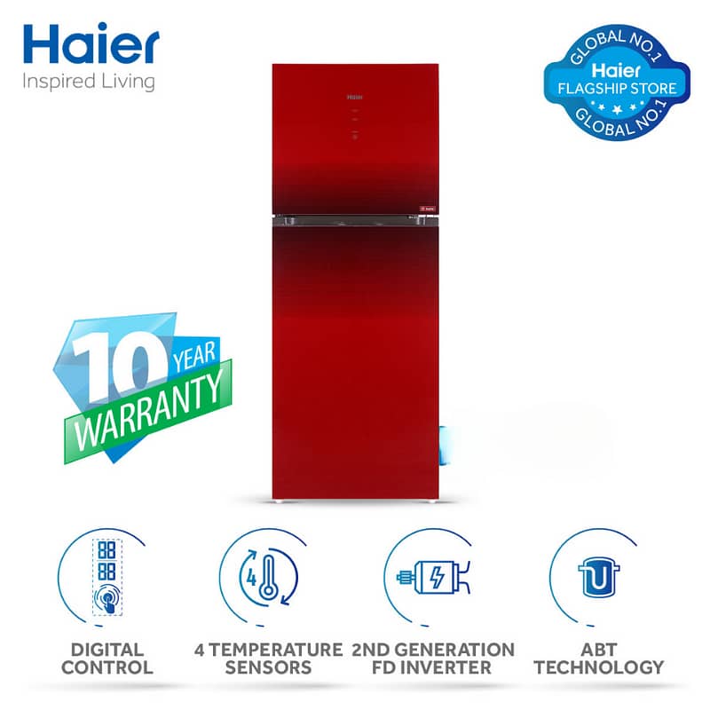 Haier HRF-538IDR Digital Inverter Fridge 18 Cubic Feet Red Color 0