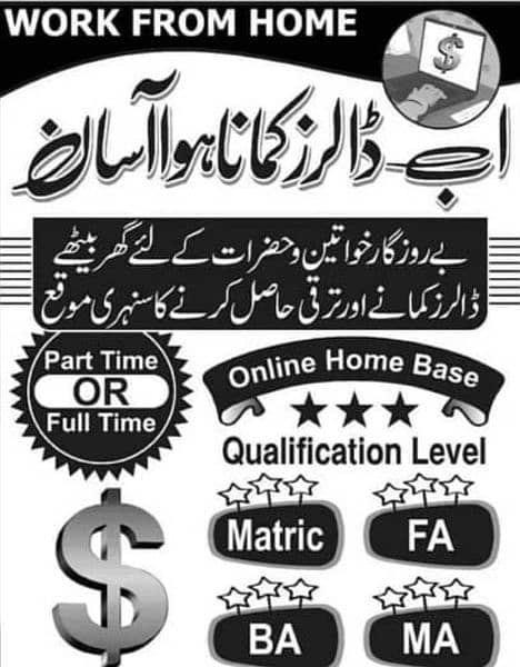 Allhamdullilah online work Available No Qualification part time and 0
