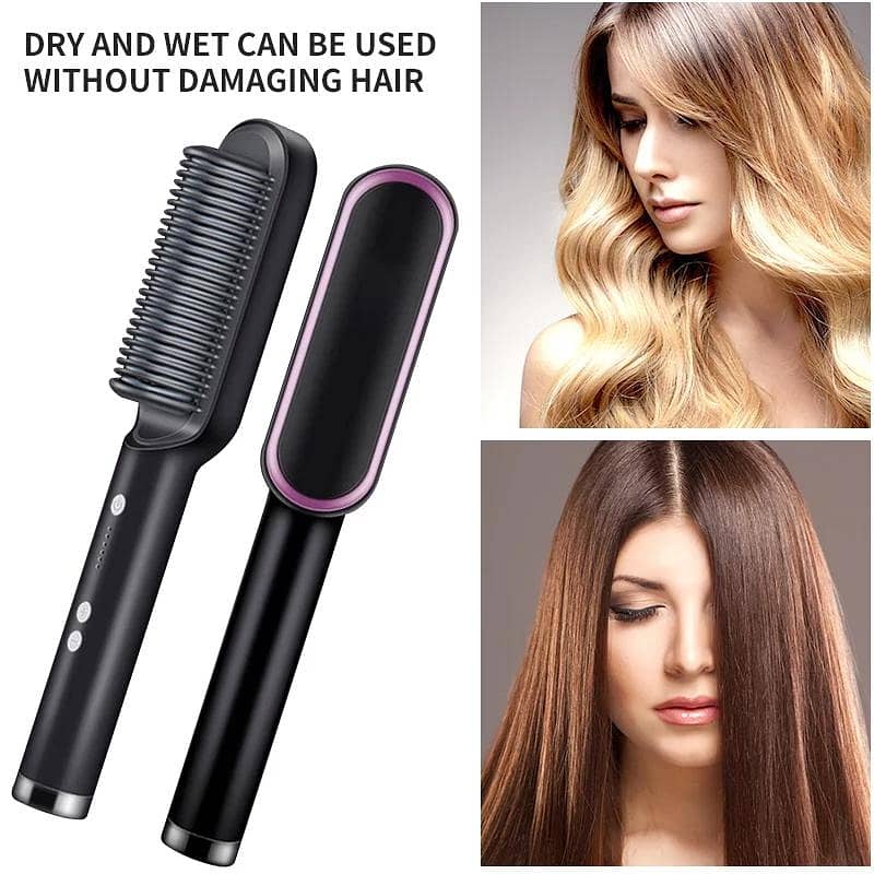 Hair Brush - Hair straightener Ceramic Heated 03334804778 0