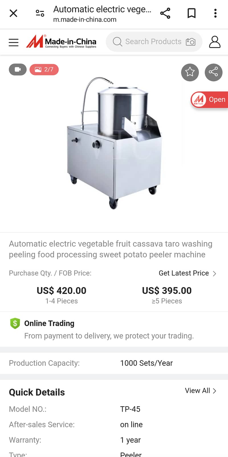 Potato Peeler Machine (Brand New) 1