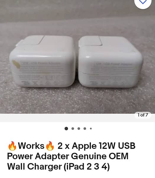 Works 2 x Apple 12W USB Power Adapter Genuine OEM Wall Charger 0