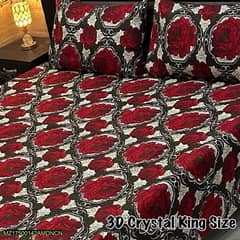 3pcs crystal cotton printed double bed sheet