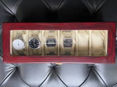 Casio Watch Collection + Wooden Watch Display Case
