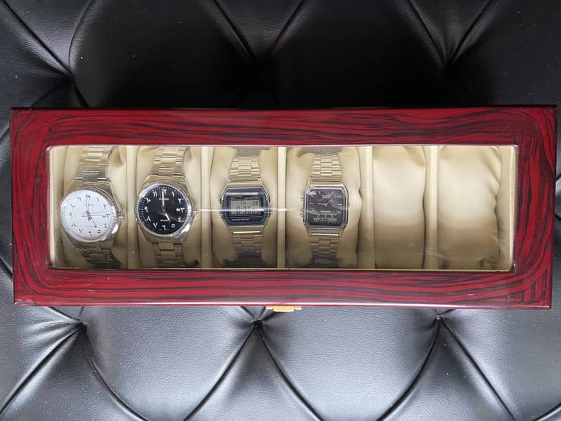 Casio Watch Collection + Wooden Watch Display Case 0