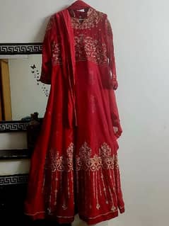 red embroidery frock Pajama and dupatta