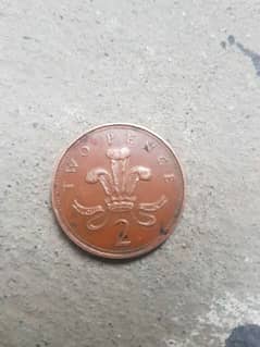antique coins two pence 0